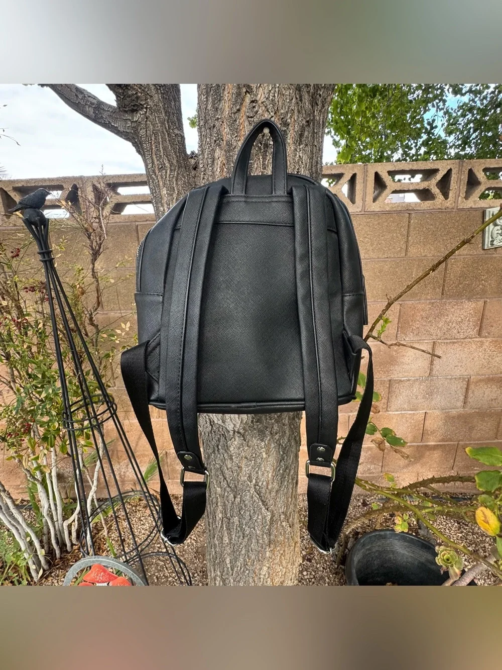 Black Kitty Cat Ears Witchy Goth Alternative Halloween Black Mini Backpack